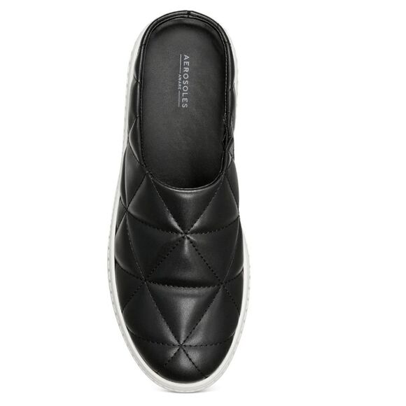 New AEROSOLES Women's Ella Slip-On Sneaker black leather quilted slide 6.5 - Picture 2 of 6